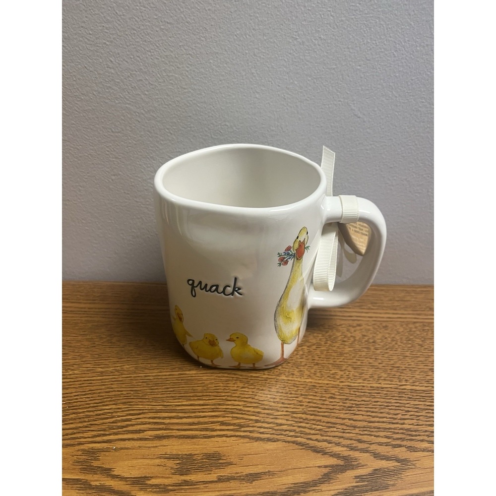 Rae Dunn "Quack" Coffee Mug With A Goose And 3 Ducklings Grannycore Cottagecore